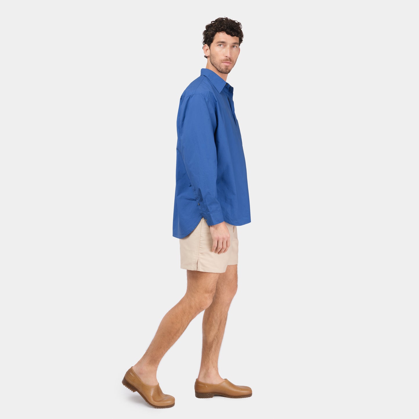 Japanese Typewriter Cotton Gardening Chemise in French Blue