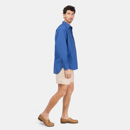 Japanese Typewriter Cotton Gardening Chemise in French Blue