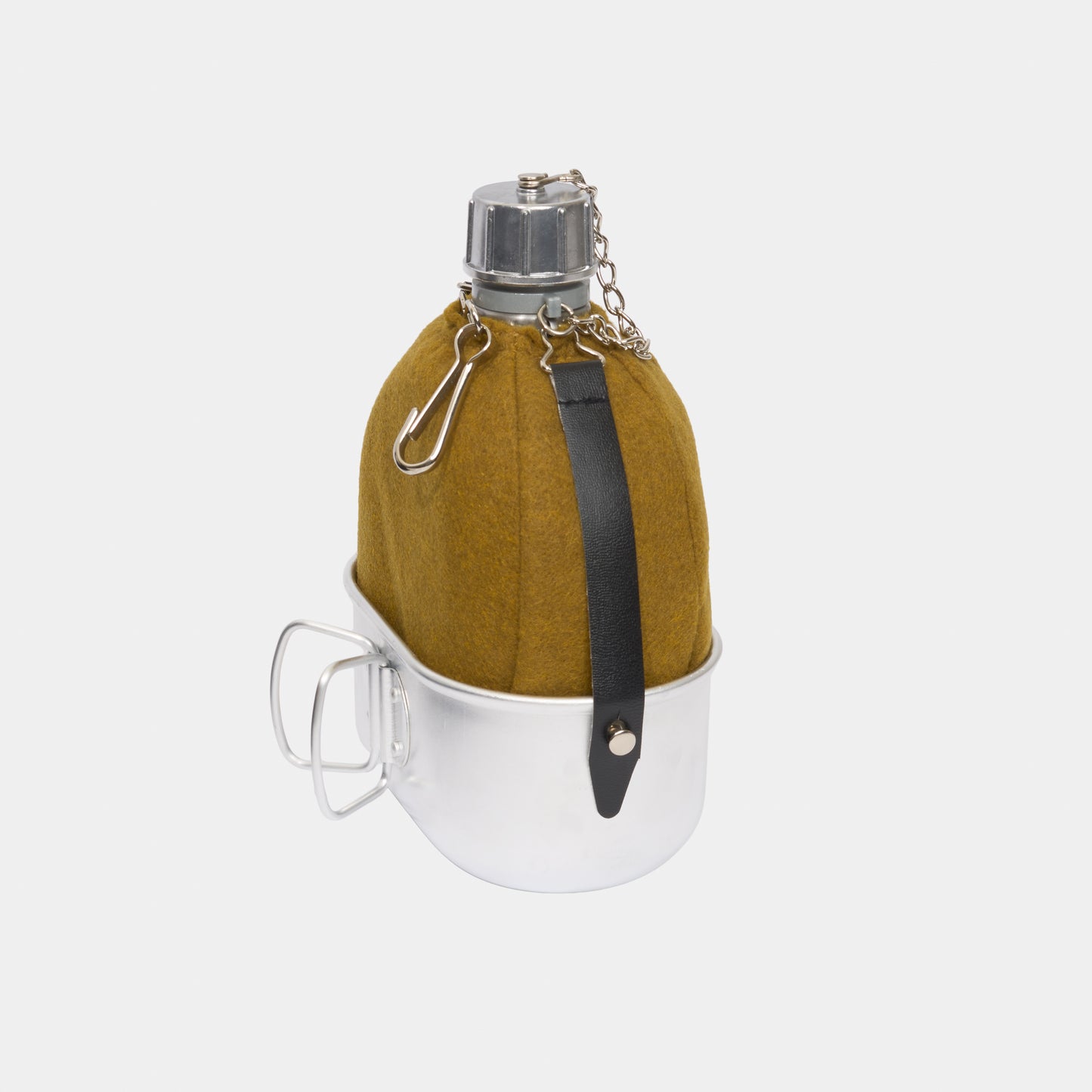 Spanish Metal Canteen with Felt Cover and Pot