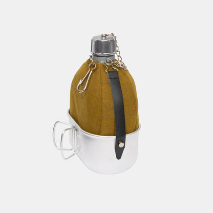 Spanish Metal Canteen with Felt Cover and Pot