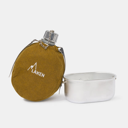 Spanish Metal Canteen with Felt Cover and Pot