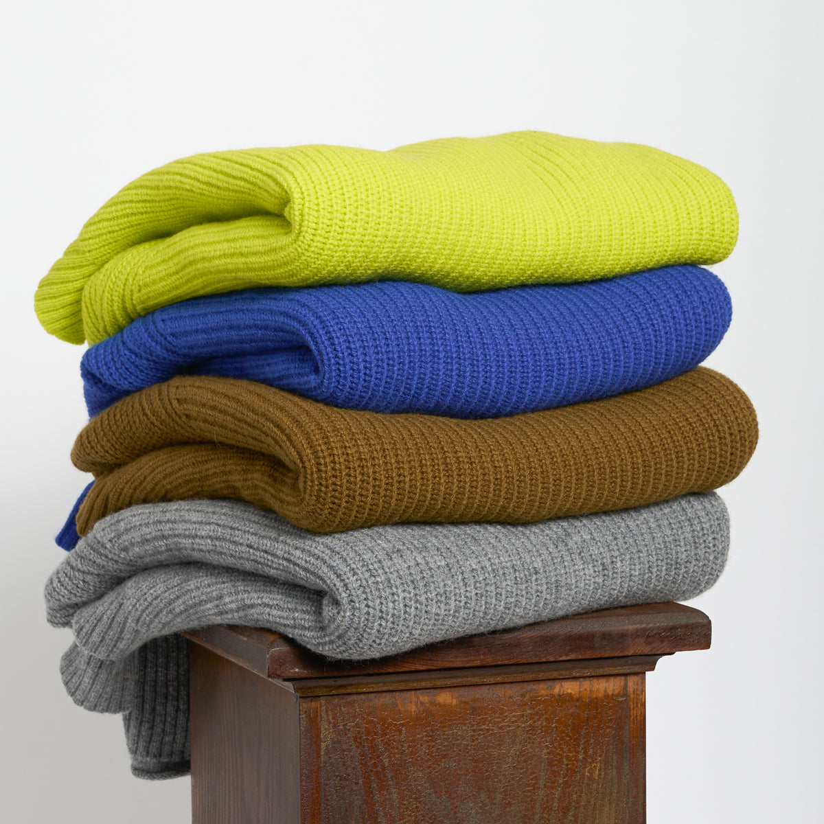 Merino Wool Funnel Neck Sweater in Scout