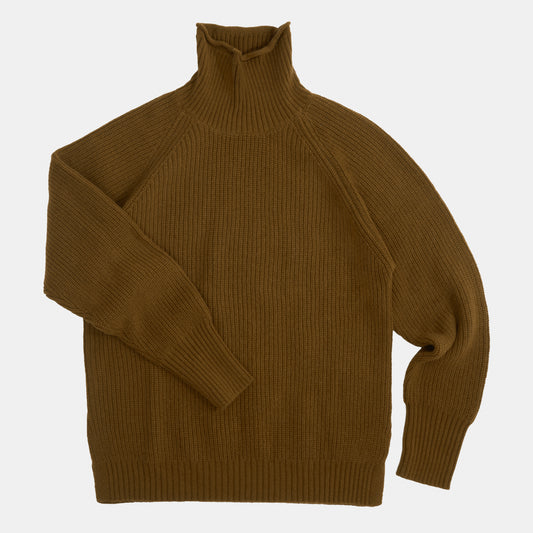 Merino Wool Funnel Neck Sweater in Scout