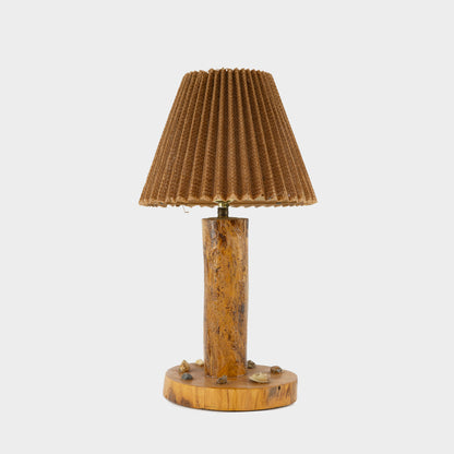 Vintage Folk Art Lamp with Stone and Shell Appliqués