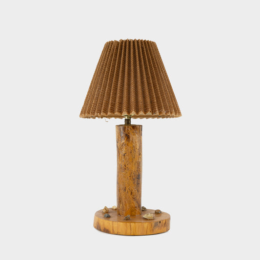 Vintage Folk Art Lamp with Stone and Shell Appliqués