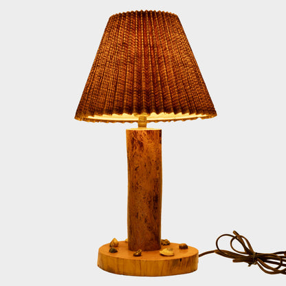 Vintage Folk Art Lamp with Stone and Shell Appliqués
