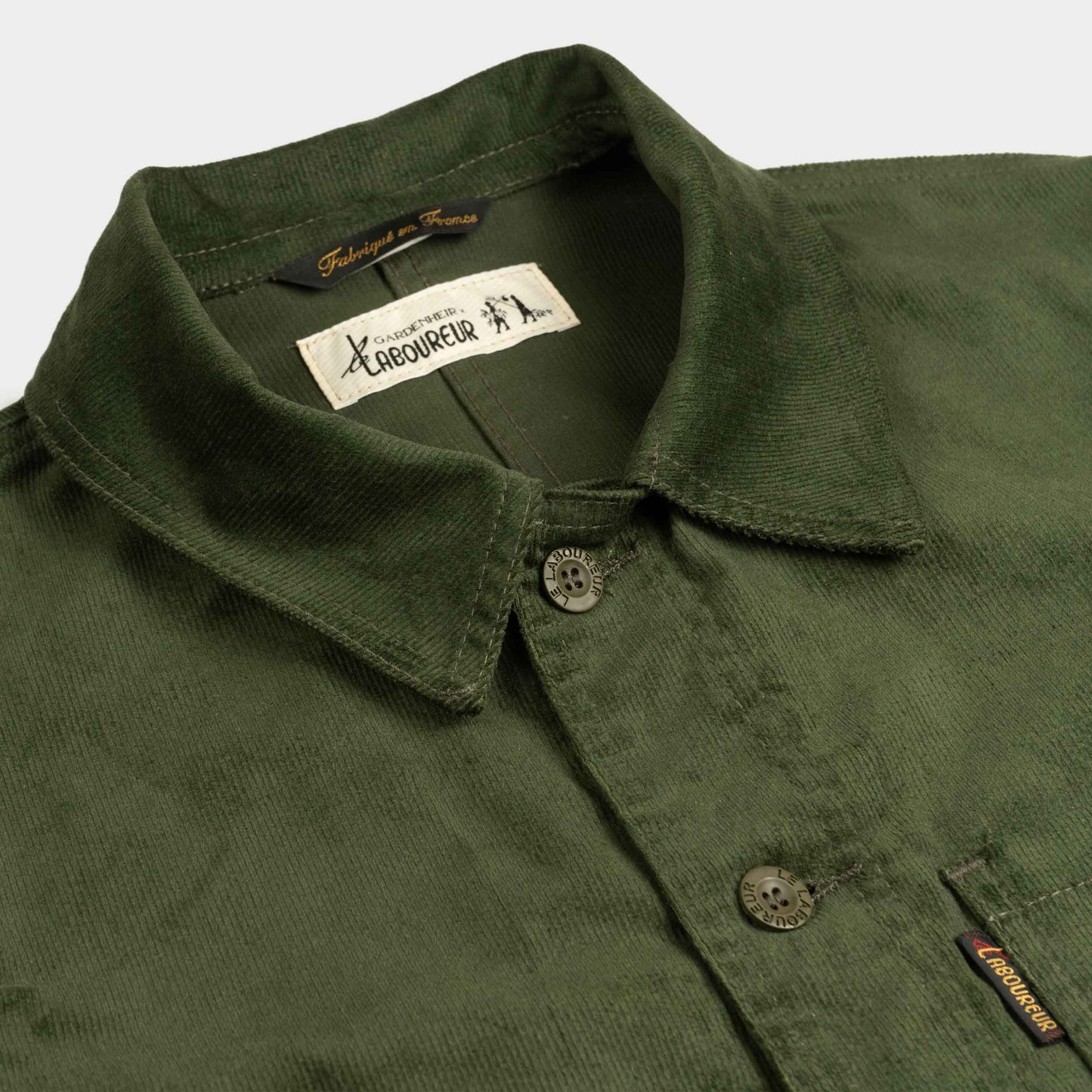 Le Laboureur X Gardenheir Fine Corduroy Work Jacket in Evergreen