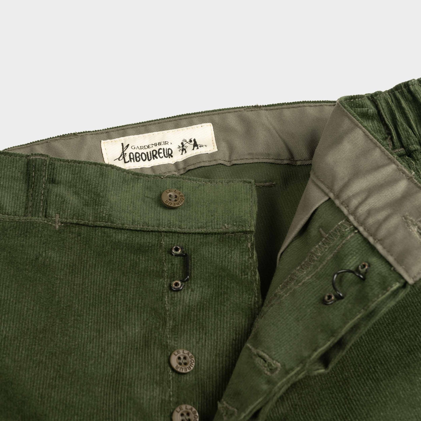 Le Laboureur X Gardenheir Fine Corduroy Work Pant in Evergreen