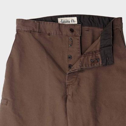 Le Laboureur x Gardenheir French Cotton Farm Pant in Stonewashed Brown