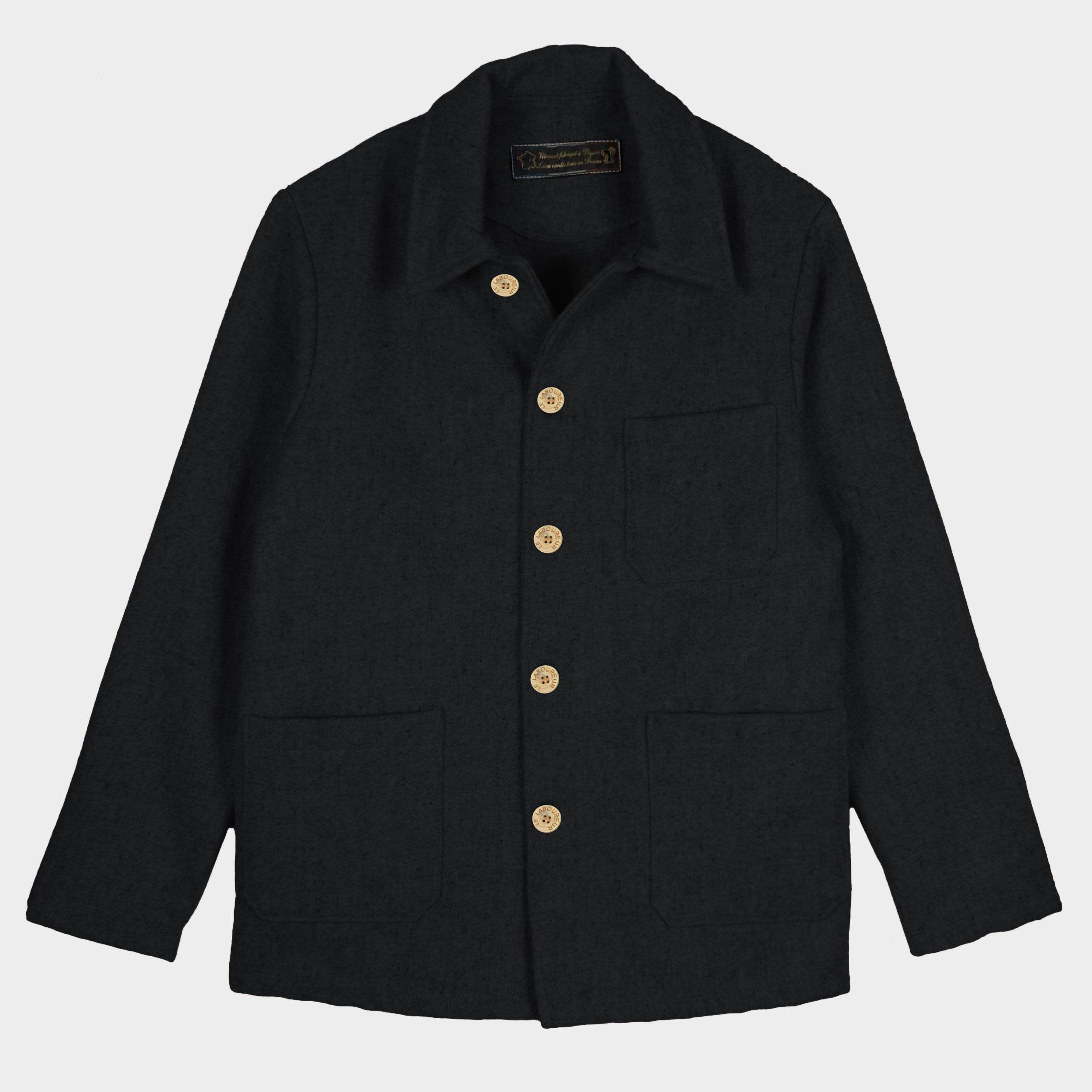 Le Laboureur French Wool Field Coat in Noir