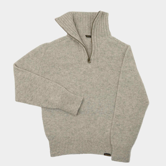 Le Laboureur Recycled Wool Quarter Zip Sweater in Ecru