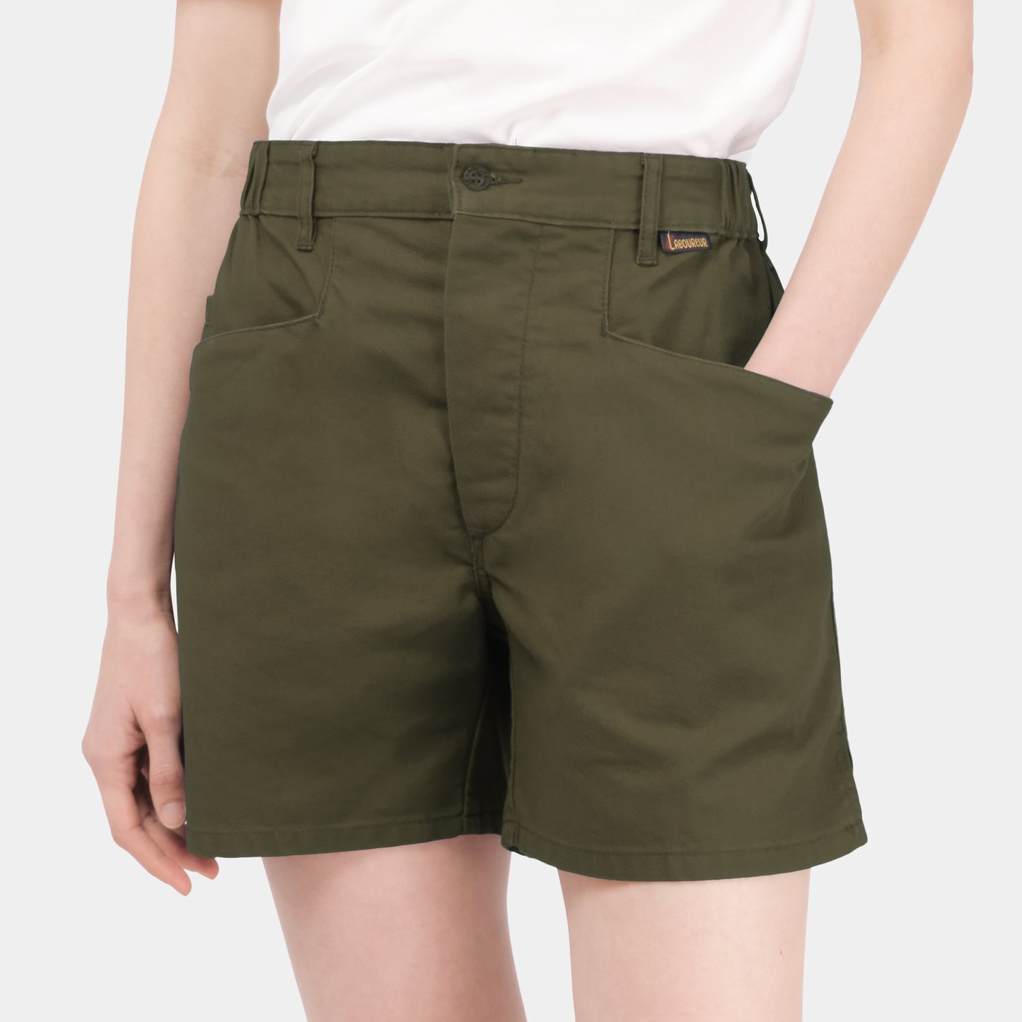 Le Laboureur x Gardenheir French Cotton Work Short in Stonewashed Olive