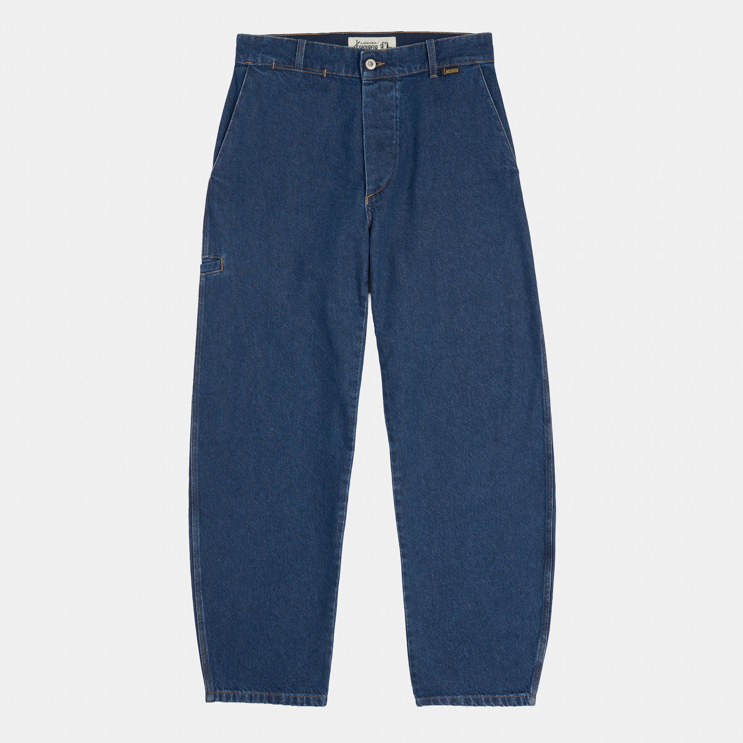Le Laboureur x Gardenheir Stonewashed Farm Pant in Medium Denim
