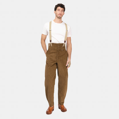 Le Laboureur Corduroy French Farm Pant with Braces in Hazelnut