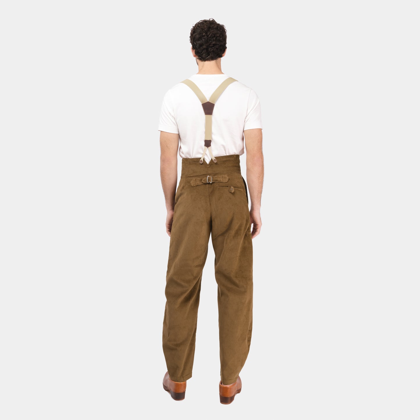 Le Laboureur Corduroy French Farm Pant with Braces in Hazelnut
