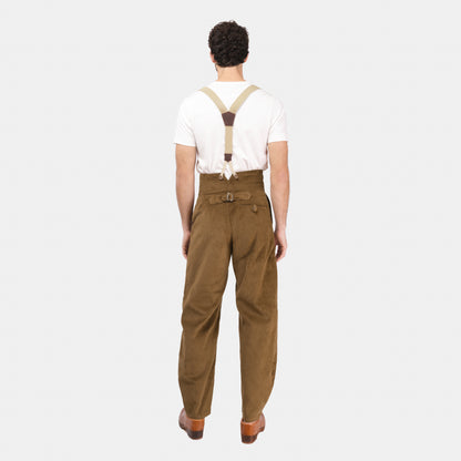 Le Laboureur Corduroy French Farm Pant with Braces in Hazelnut