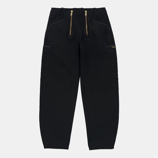 Le Laboureur French Moleskin Drop Front Farm Pant in Black