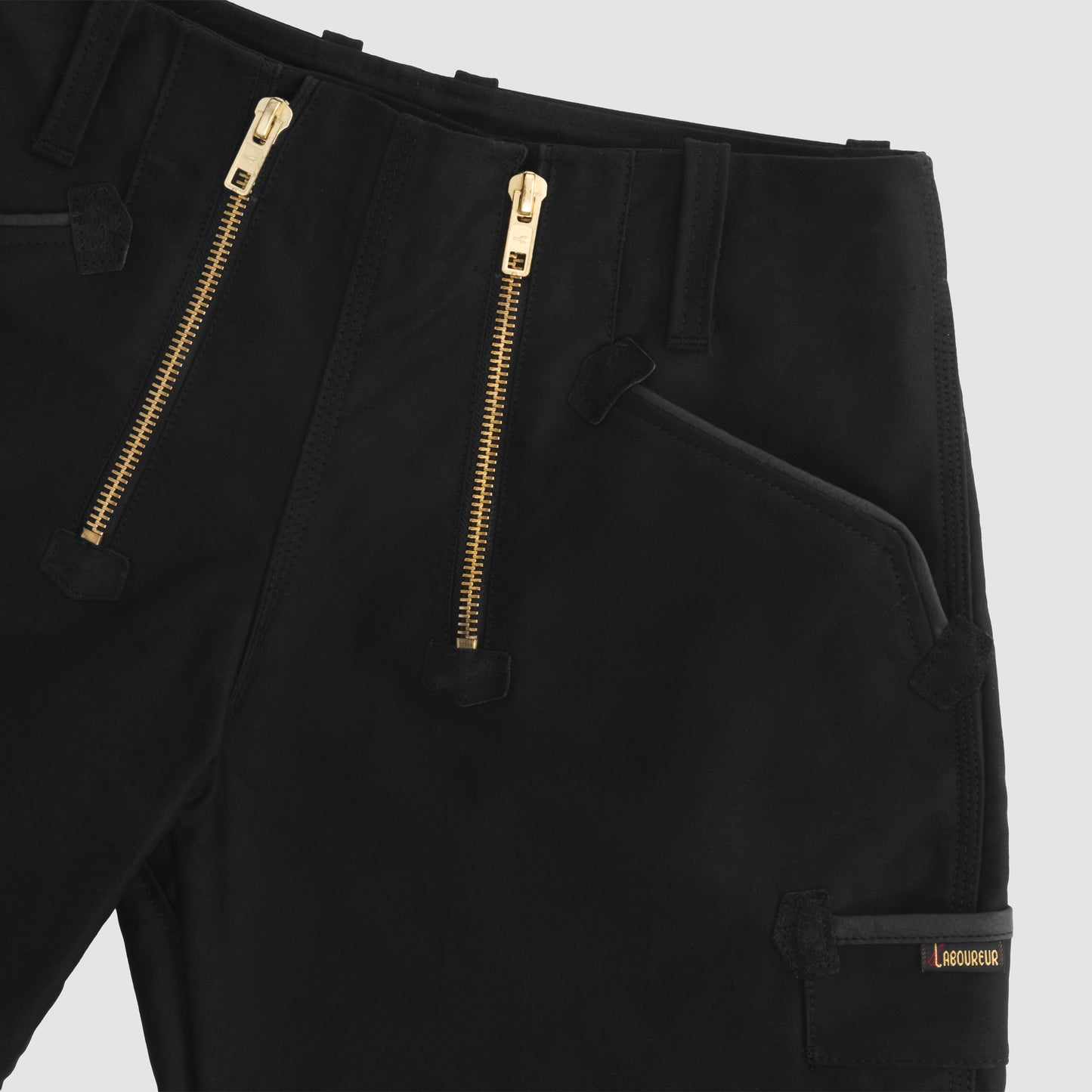 Le Laboureur French Moleskin Drop Front Farm Pant in Black