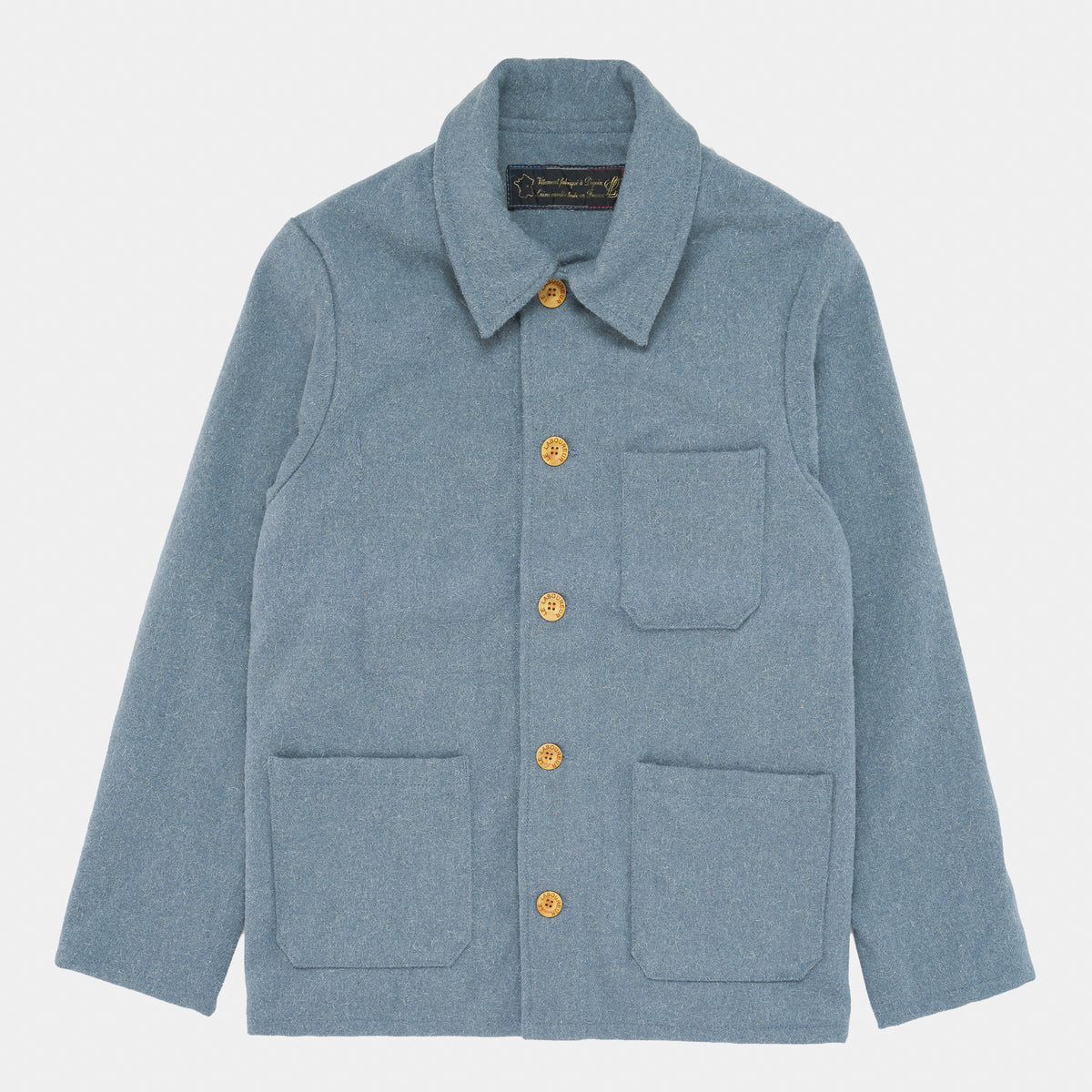 Le Laboureur French Wool Field Coat in Horizon Blue