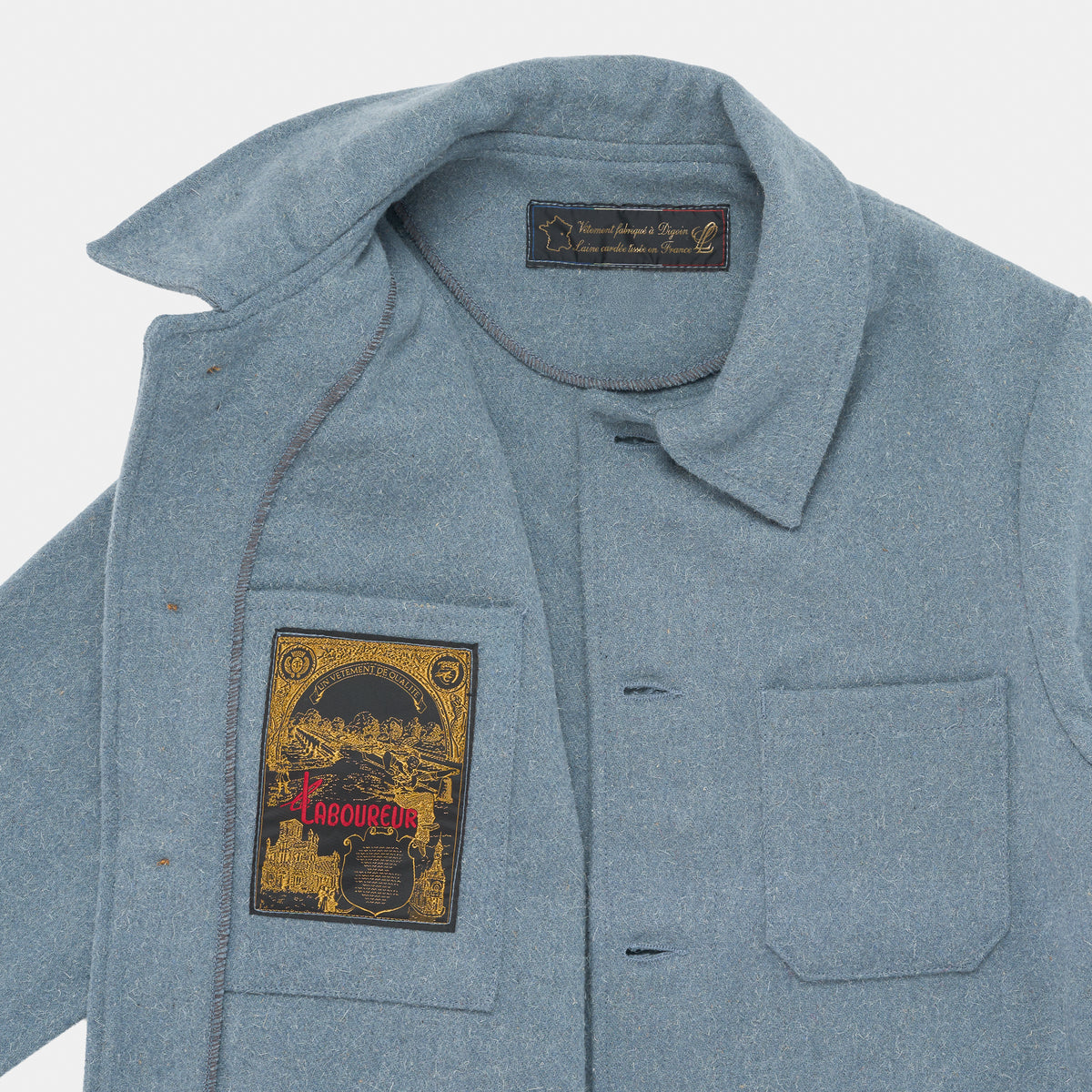 Le Laboureur French Wool Field Coat in Horizon Blue
