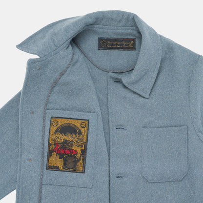 Le Laboureur French Wool Field Coat in Horizon Blue