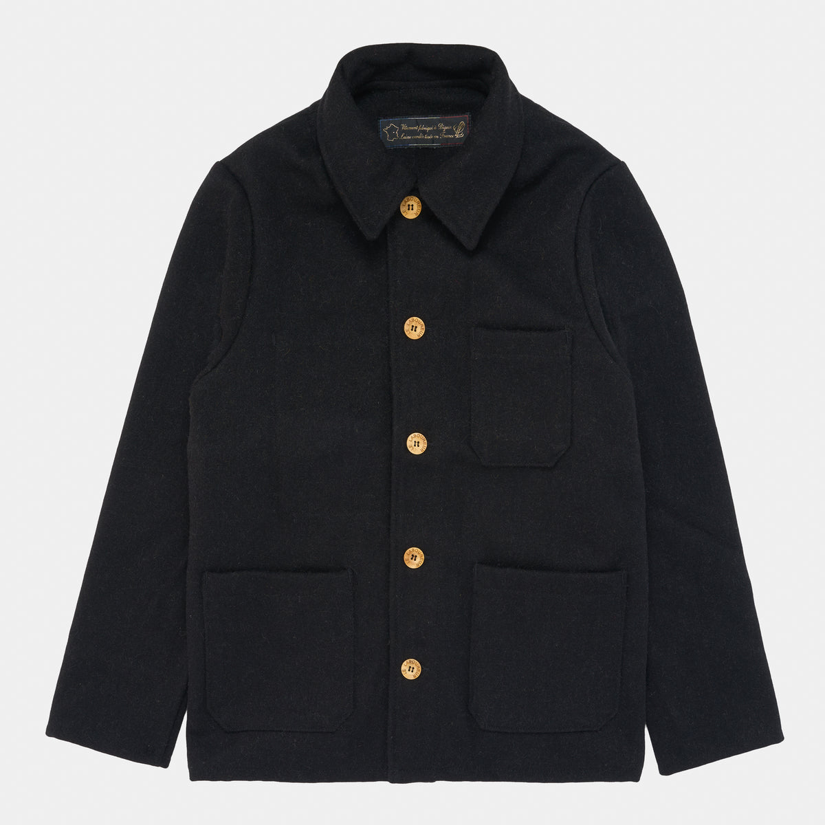 Le Laboureur French Wool Field Coat in Noir