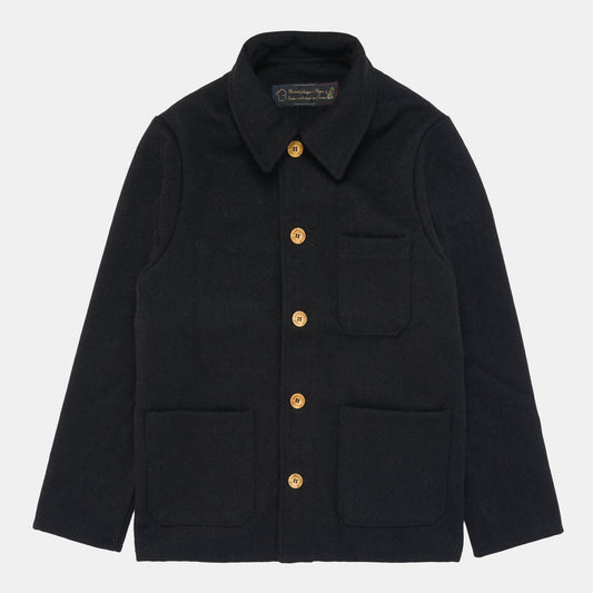 Le Laboureur French Wool Field Coat in Noir