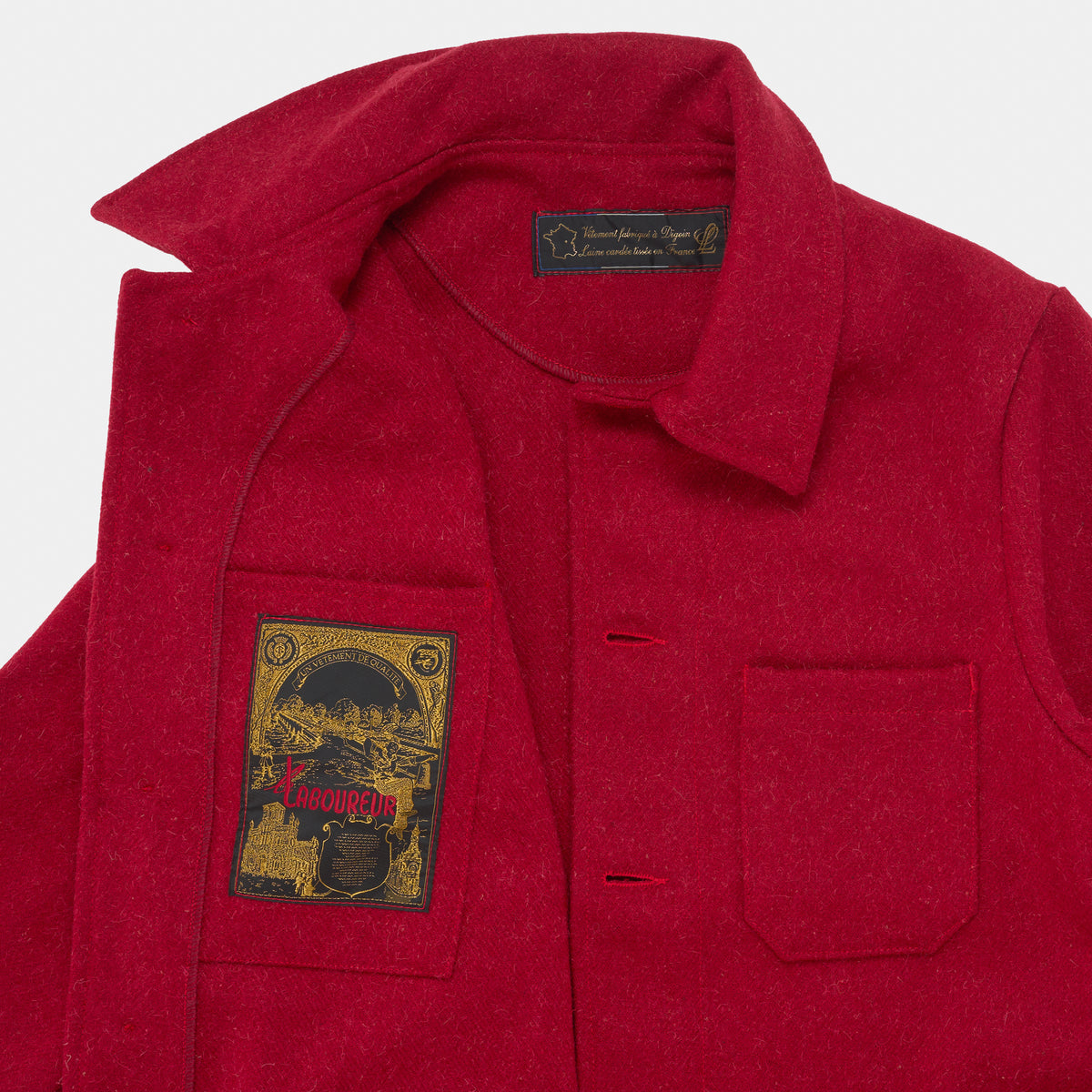 Le Laboureur French Wool Field Coat in Red