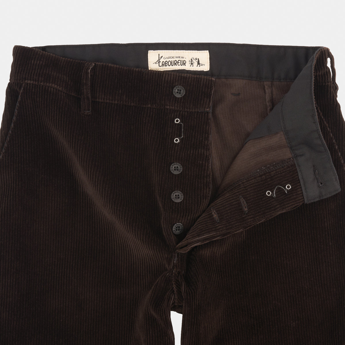 Le Laboureur x Gardenheir  Stonewashed Corduroy French Farm Pant in Walnut