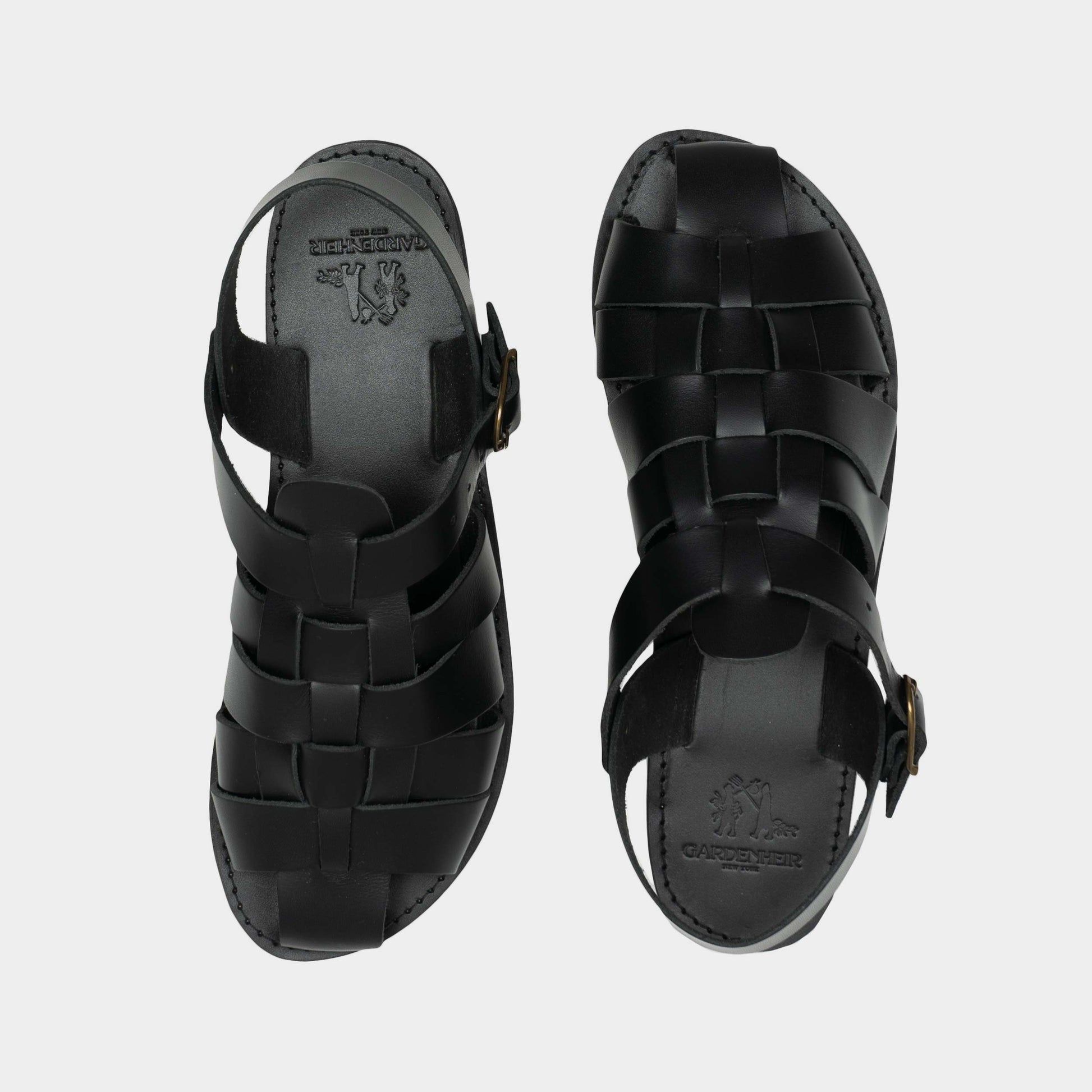 Leather Fisherman Sandals in Black