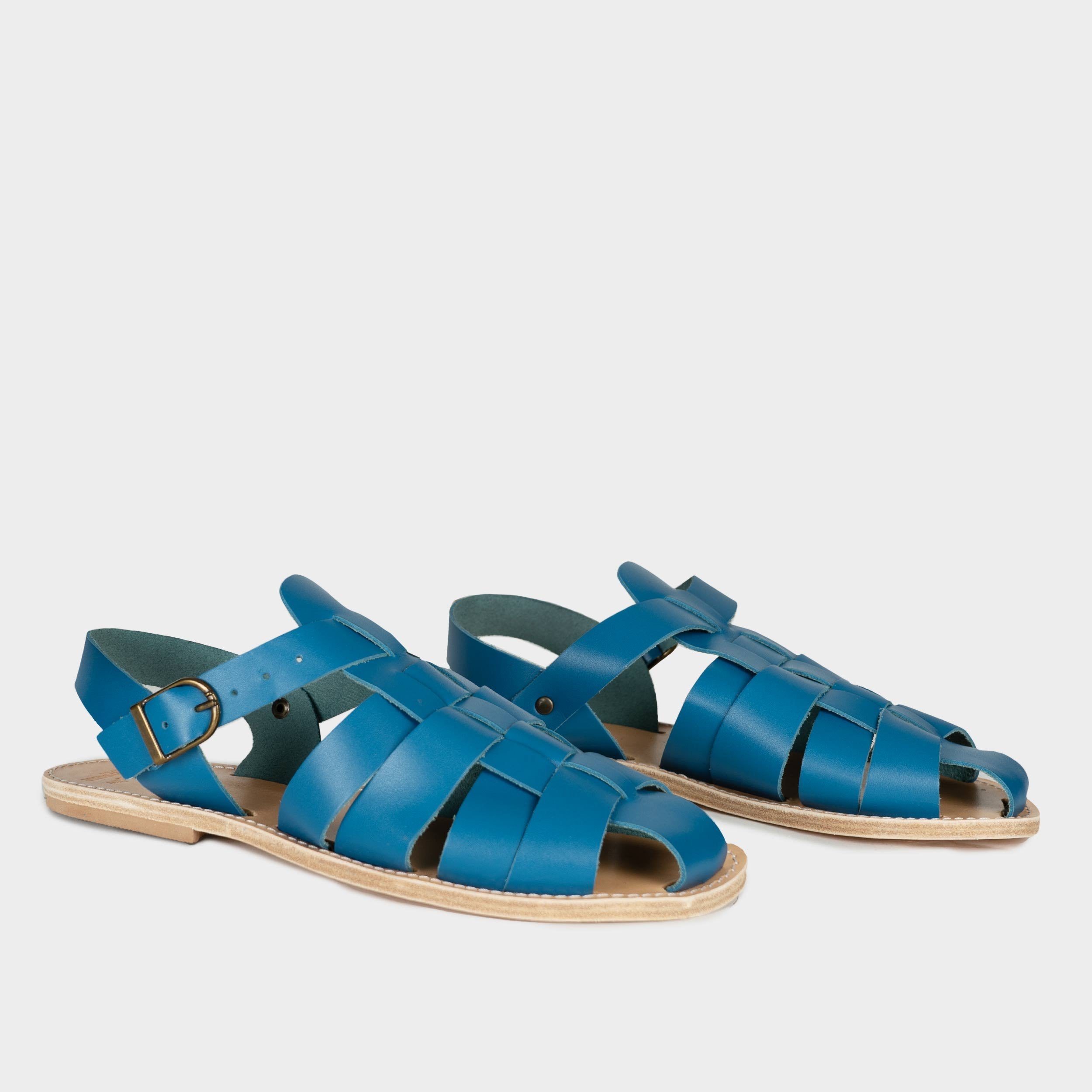 Leather Fisherman Sandals in Blue