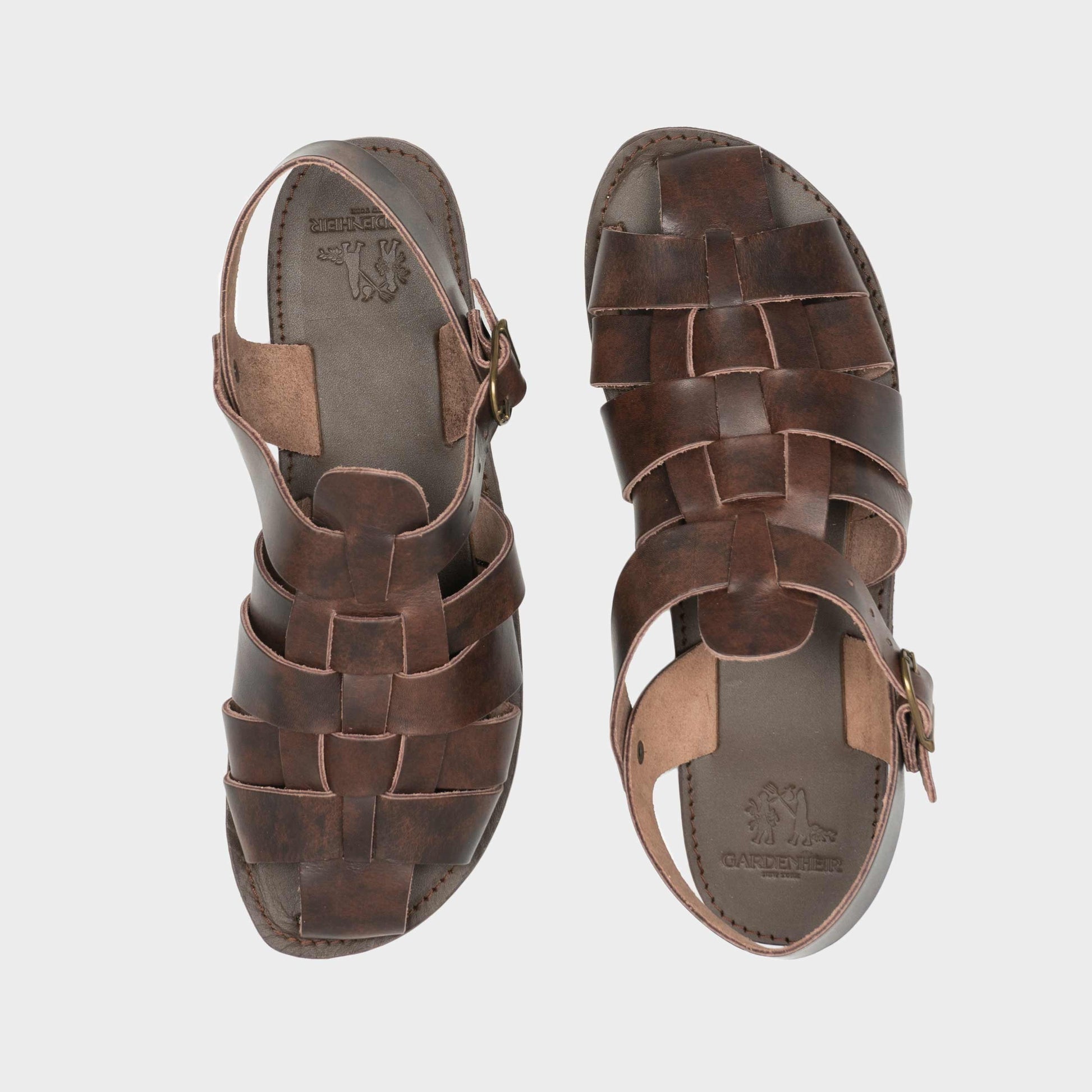 Leather Fisherman Sandals in Brown