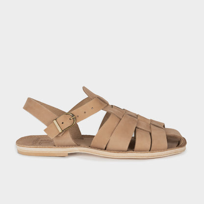 Leather Fisherman Sandals in Fawn