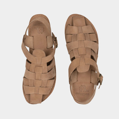 Leather Fisherman Sandals in Fawn