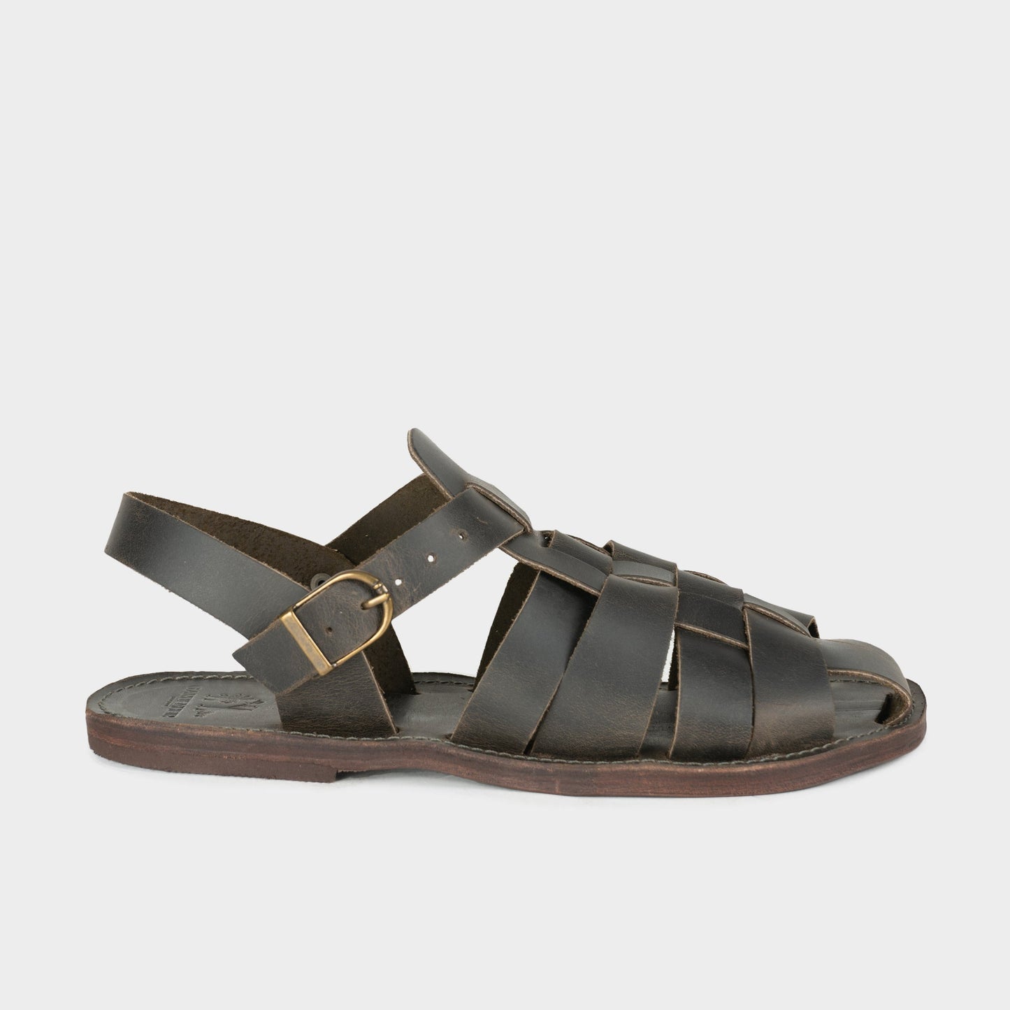 Leather Fisherman Sandals in Olive Green