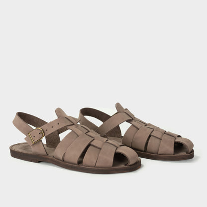 Leather Fisherman Sandals in Otter