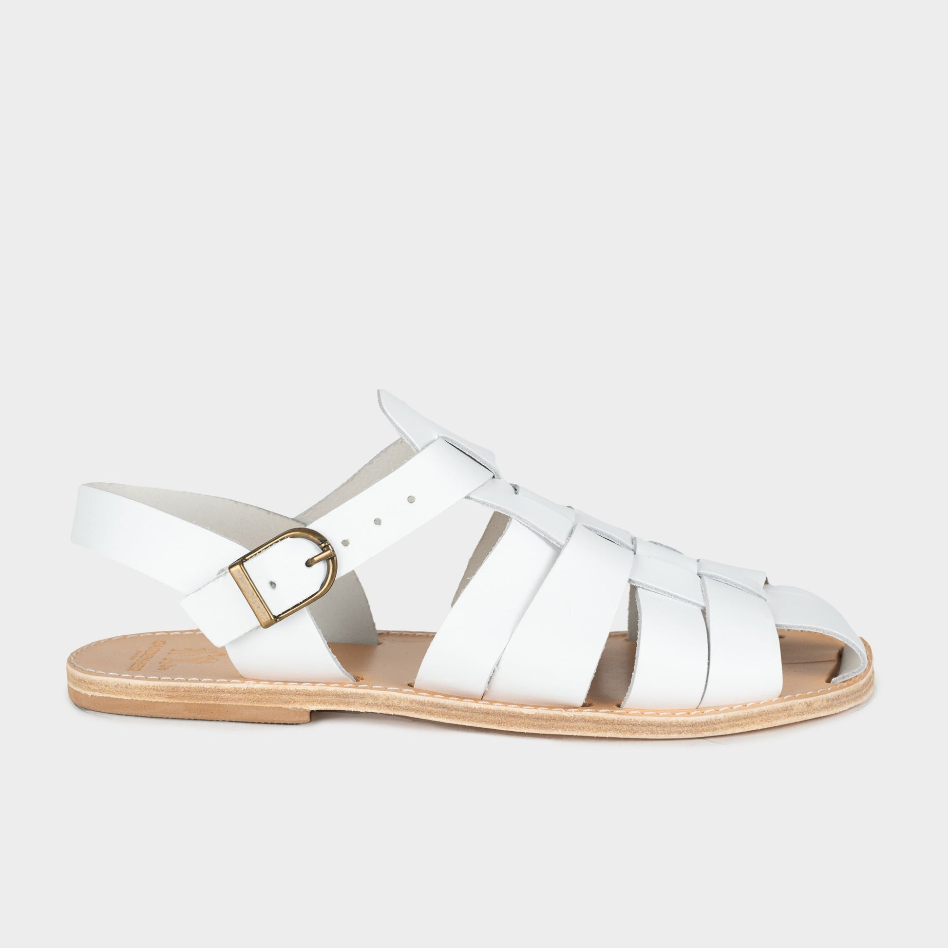Leather Fisherman Sandals in White