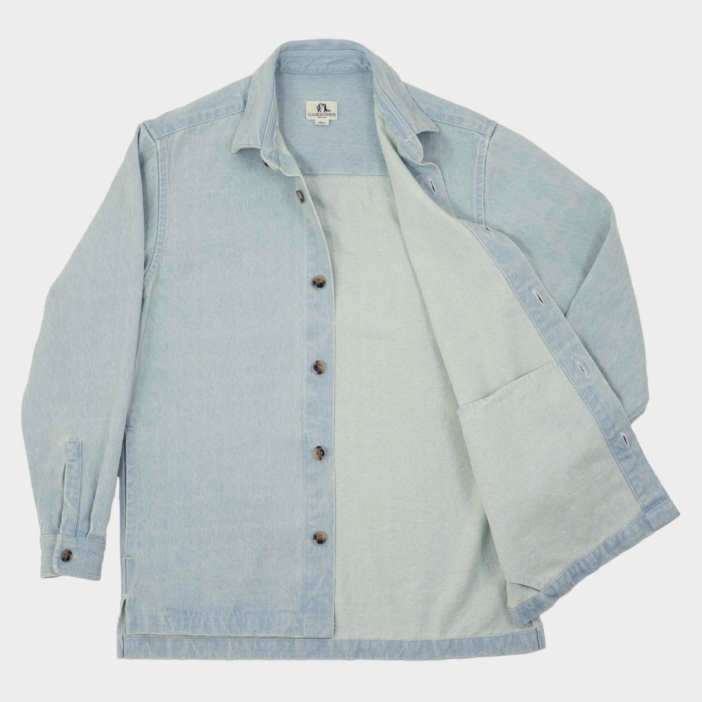 Japanese Denim Overshirt with Pockets in Light Denim