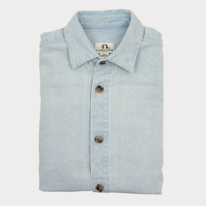 Japanese Denim Overshirt with Pockets in Light Denim