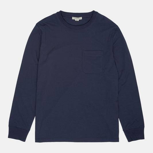 Long Sleeve Pocket Tee in Navy