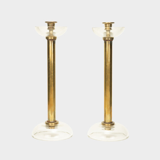 MCM Brass and Lucite Candlesticks, Virginia, 20th C.