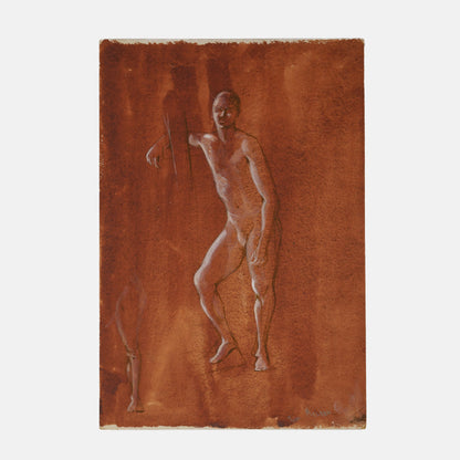 Vintage Painting Study of Male Nude, Maine