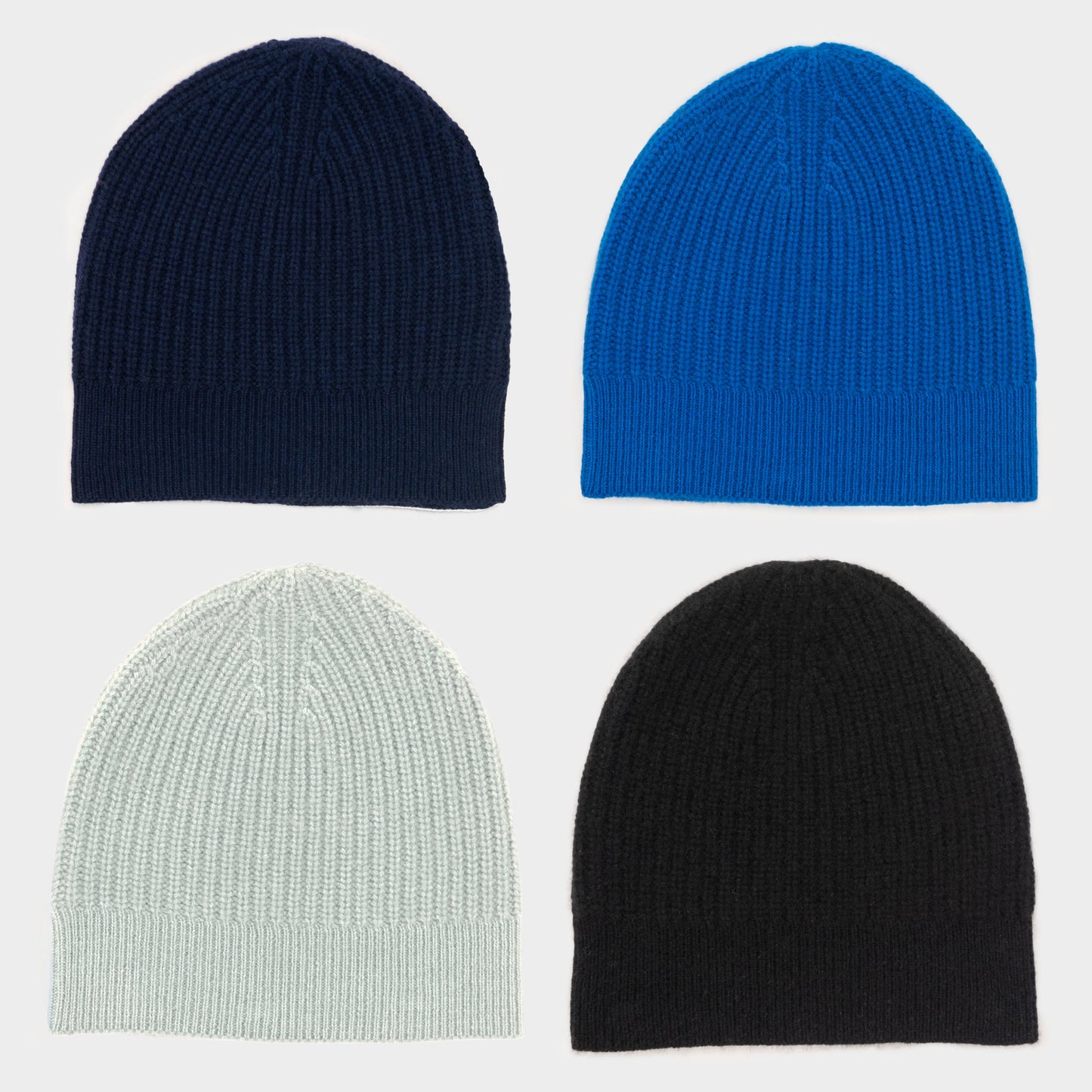 Himalayan Cashmere Fisherman Ribbed Beanie - Marine Palette