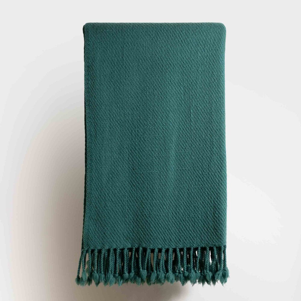 Merino Wool Blanket in Deep Green