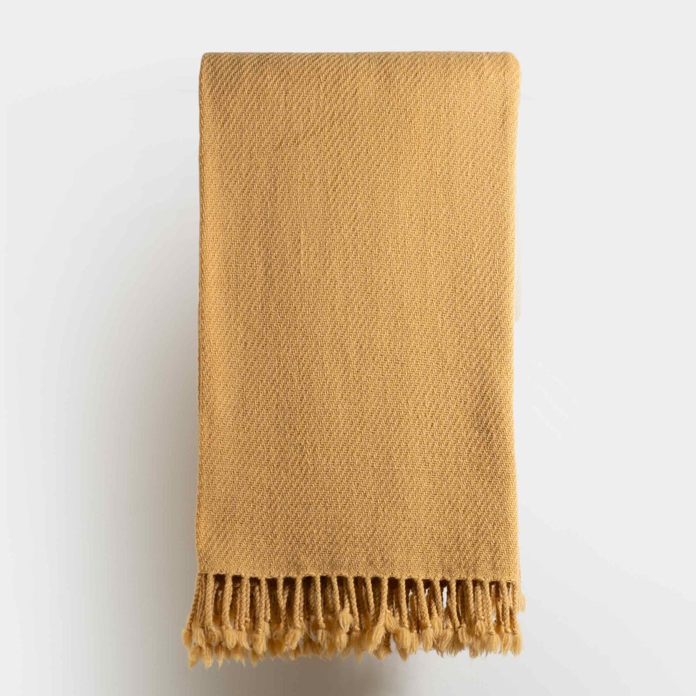 Merino Wool Blanket in Mustard