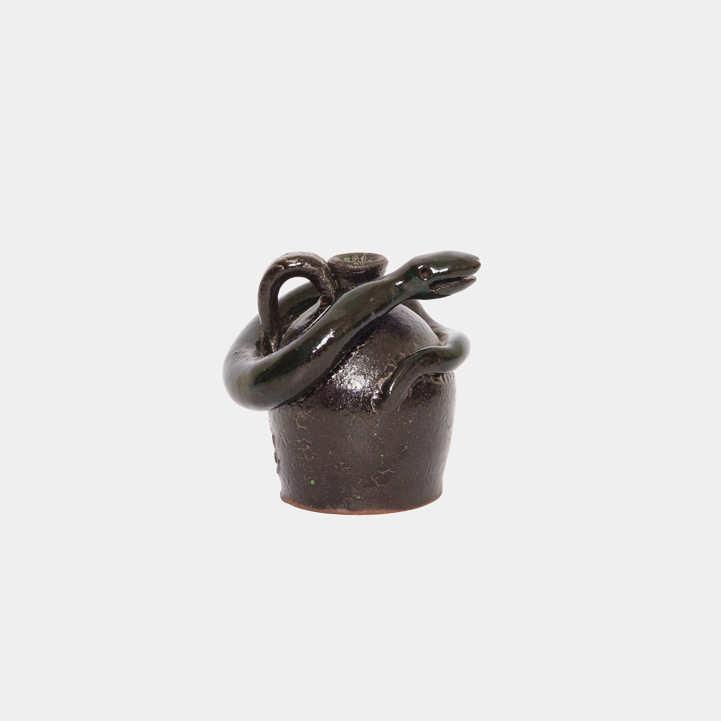 Vintage Folk Ceramic Small Snake Box Jug