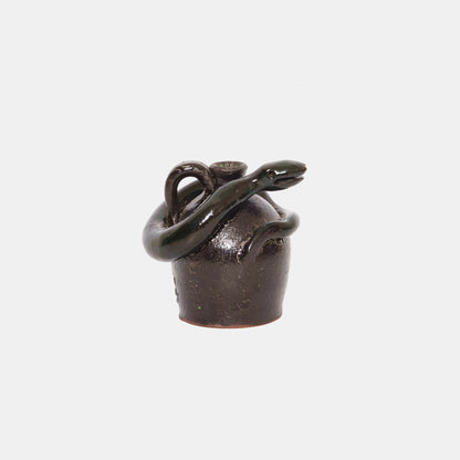 Vintage Folk Ceramic Small Snake Box Jug
