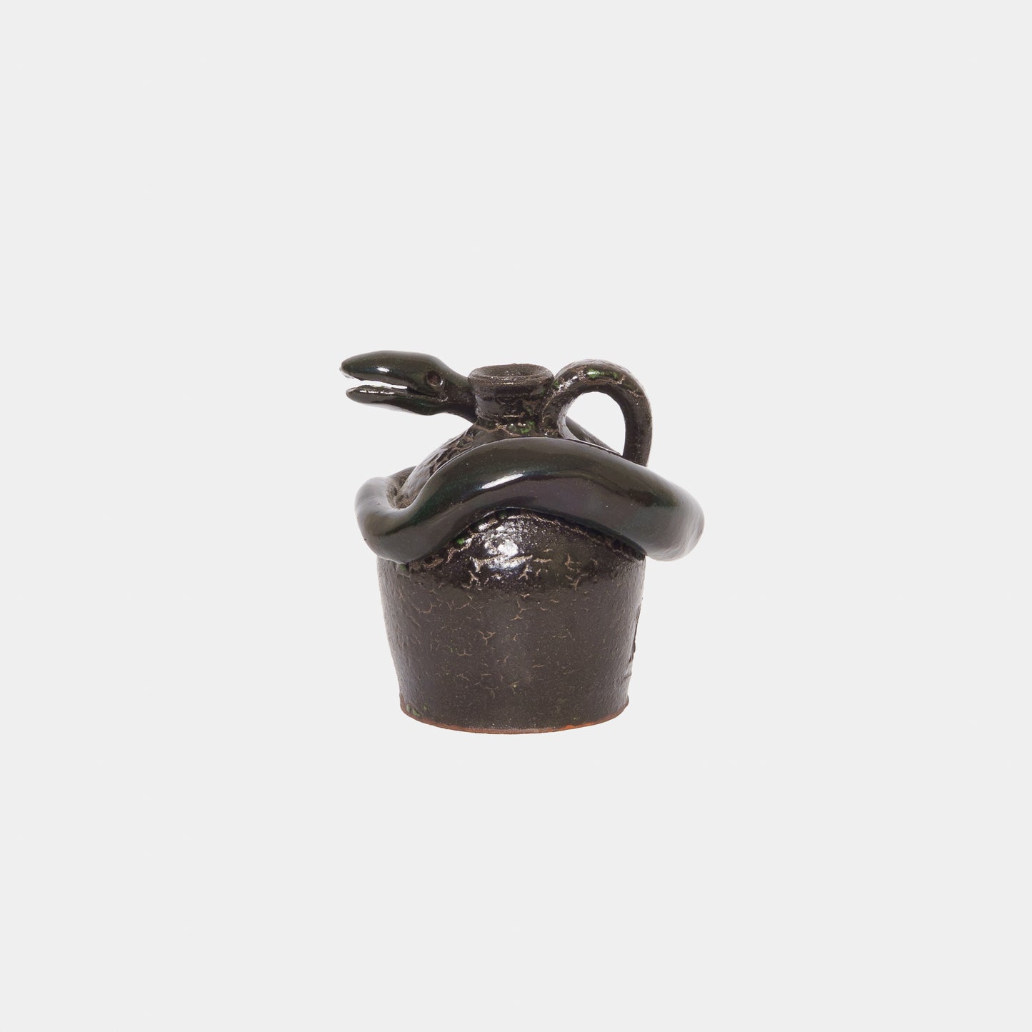 Vintage Folk Ceramic Small Snake Box Jug