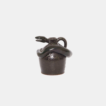 Vintage Folk Ceramic Small Snake Box Jug