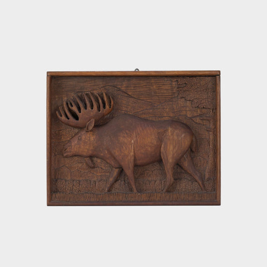 Vintage Carved Moose Plaque